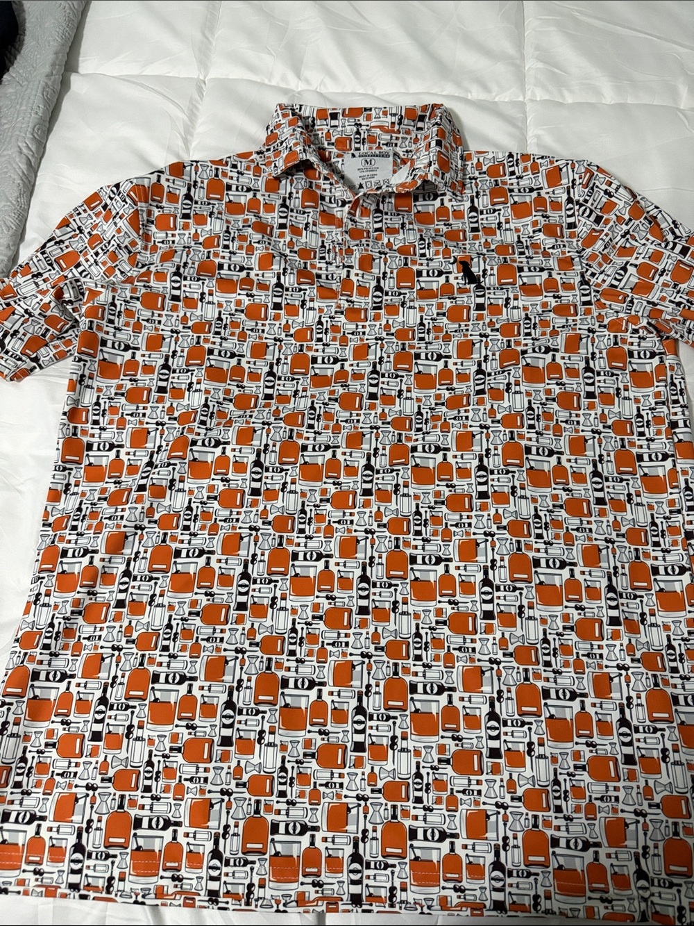 Men's Local Boy Orange Bar Cart Supplies Print Short-Sleeve Shirt